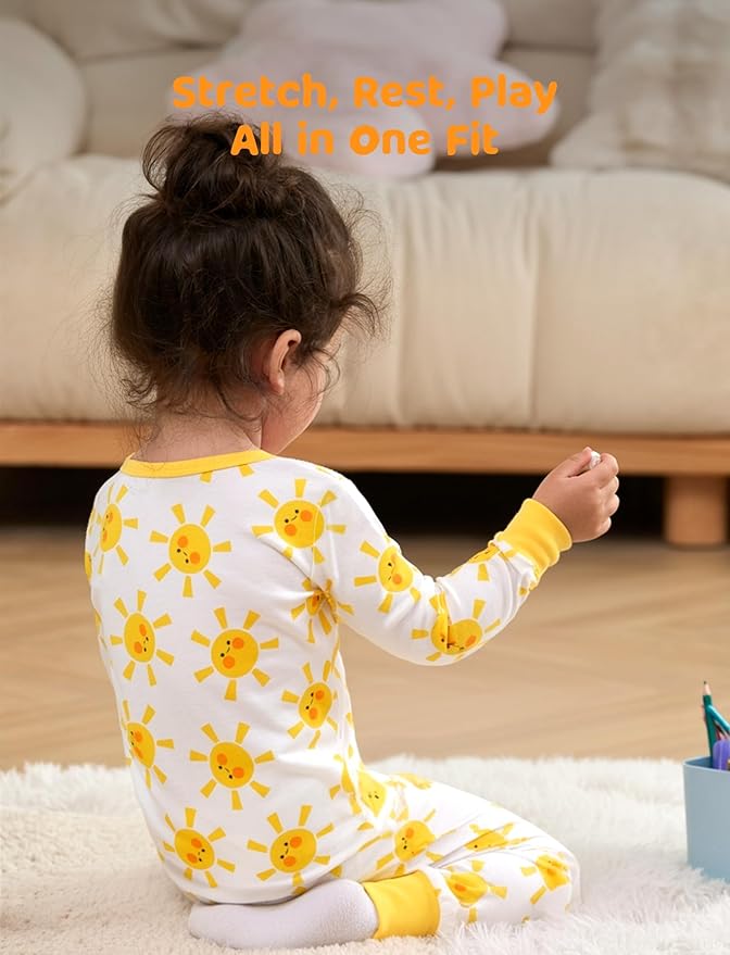 PATPAT Bamboo Viscose Pajama Sets for Toddler Boys & Girls Baby Kids, Ultra-soft Snug fit Pjs Sleepers for Birthday Holiday