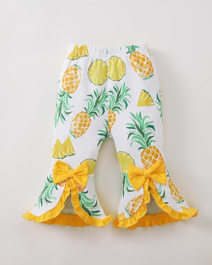 SUNNY PIGGY Newborn Baby Girl Clothes Infant Outfits Romper Floral Fall Outfit Bell Bottoms Pant Sets Hat Headband Flowerpant