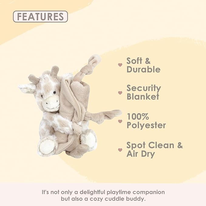 MON AMI Gentry The Giraffe Plush Lovey for Babies – 13.5” | Knotted Security Blanket for Newborns