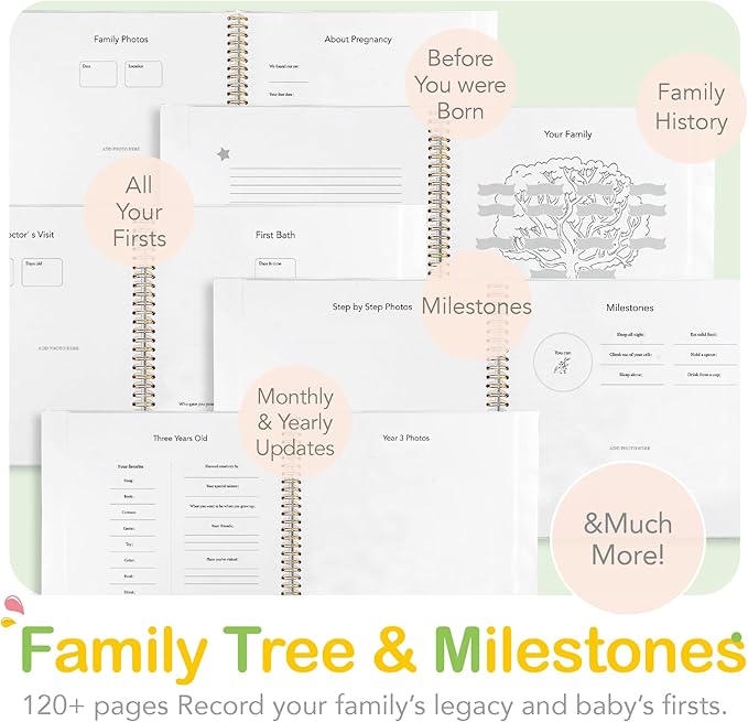 Baby Memory Book First 5 Year Boy or Girl Keepsake Journal Photo Albums Scrapbook, Gifts for Baby Shower First Time Mom New Parents (Footprint - Blue)