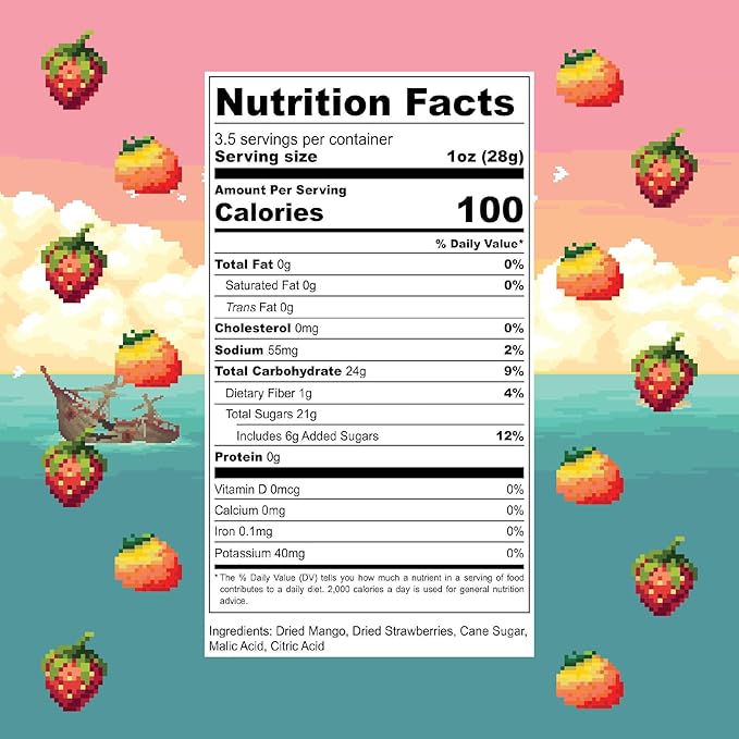 Final Boss Sour Candy, Chewy Dried Strawberry & Mango, 4 Pack, Level 2, Sour Fruit Chews with Real Dried Fruit, No Artificial Colors or Flavors, Low Calorie Snack for Kids, Teens, Adults & On The Go