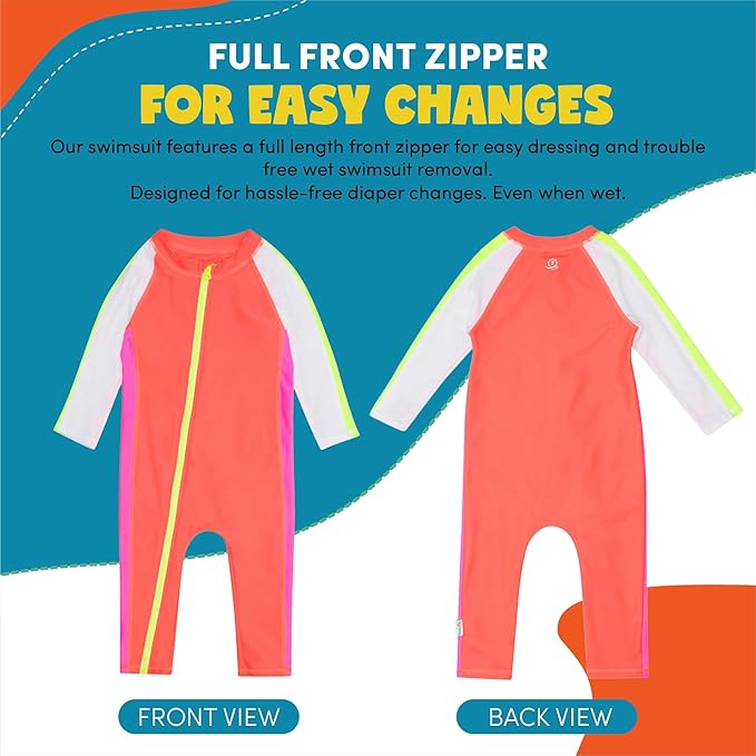 SwimZip Boys' Long-Sleeve UPF 50+ Swimsuit for Baby, Toddler, & Little Boys