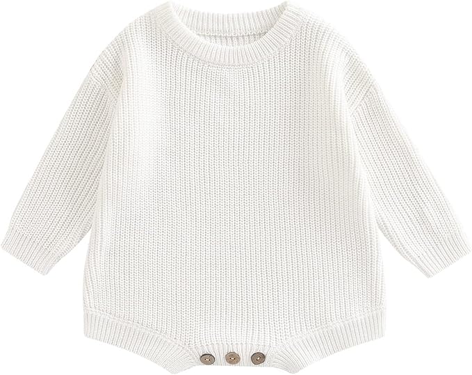 FYBITBO Baby Girl Boy Sweater Knit Oversized Pullover Sweatshirt Romper Onesie Warm Fall Winter Clothes Outfit Newborn