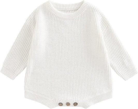 FYBITBO Baby Girl Boy Sweater Knit Oversized Pullover Sweatshirt Romper Onesie Warm Fall Winter Clothes Outfit Newborn