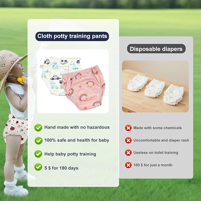 Upairy Training Pants for Boys Girls–Soft & Leak-Resistant Potty Training Underwear,Up Airy Potty Pants Comfortable for Toddlers(10PCS,M)