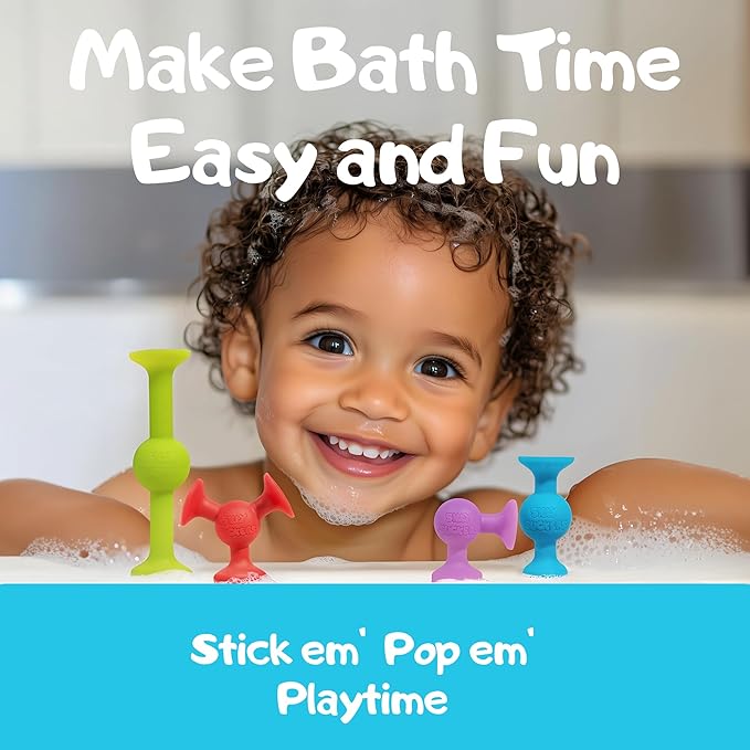 ACME CO 50 Pcs Baby Suction Bath Toys - Fun Squigz, Toddler Sensory & Interactive Building Toys, Montessori Stocking Stuffers