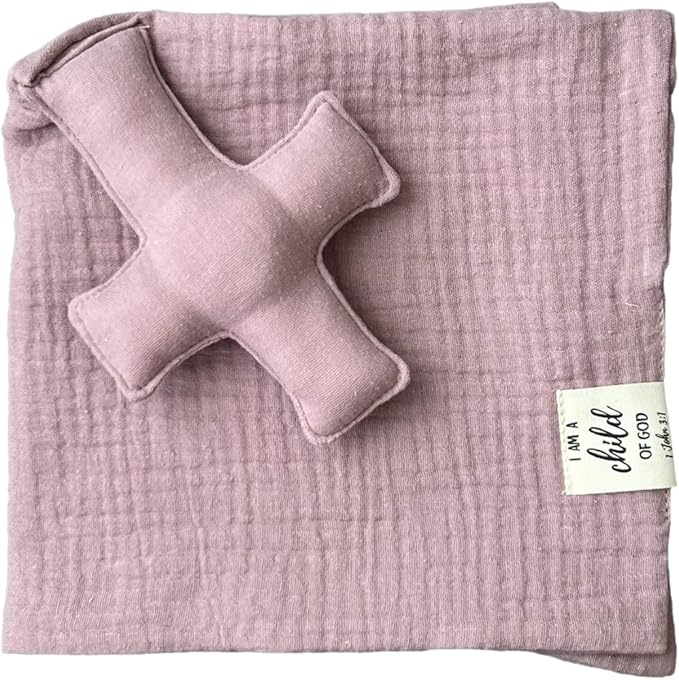 Cross Lovey, Cross Security Blanket, Christian Lovey, Christian Baby Gift, Baptism Gift, Easter Gift, Newborn Baby Gift, Blessing Blanket, Christian Gift (Periwinked Mauve)