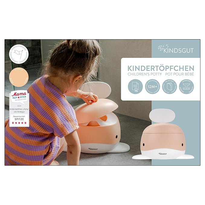 Kindsgut Potty Training Toilet in Whale Design, Designed in Germany, Potty Training in a Beautiful Design, Peach