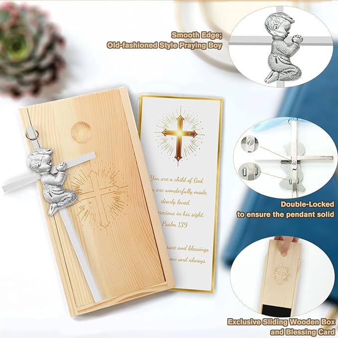 Baptism Gifts for Boys & Girls,First Communion Gifts for Kids,Christening Baby Shower Party 6in Praying Cross