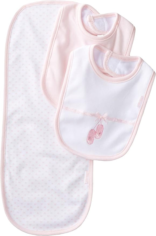 Little Me Clothes for Baby Boys’ and Girls’ 2 Bibs and 1 Burp Cloth Set, Soft Cotton Feeding Essentials with Velcro Closures