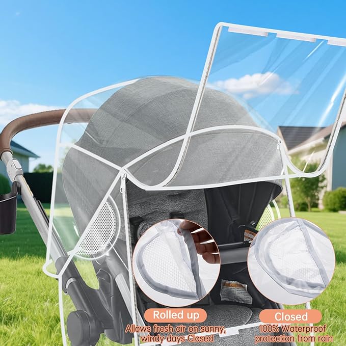 Stroller Rain Cover Compatible with Graco - Waterproof Stroller Rain Cover, Windproof Travel Weather Shield, Durable Protect from Dust and Snow with Breathable, Travel Strollers Accessories