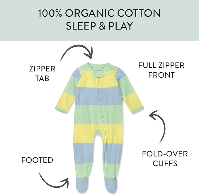 HonestBaby Baby Celebration Sleep & Play Footed One-Piece Pajama Sleeper 100% Organic Cotton