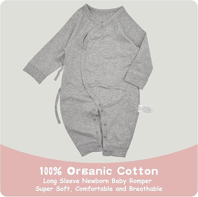 100% Organic Cotton Soft 0-6 Months 2-Piece Unisex Footless Newborn Baby Sleepers Pajamas Romper Boys Girls