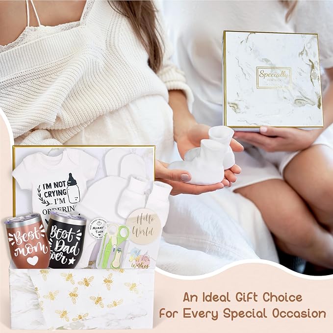 Gender Reveal Gift,10Pcs New Parents Dad Mom to Be Tumbler Gifts,Neutral Boy Girl Baby Gift, Baby Shower Basket,First Time Expecting Parent, Newborn Essentials Box, Pregnancy Announcement Babe Arrival