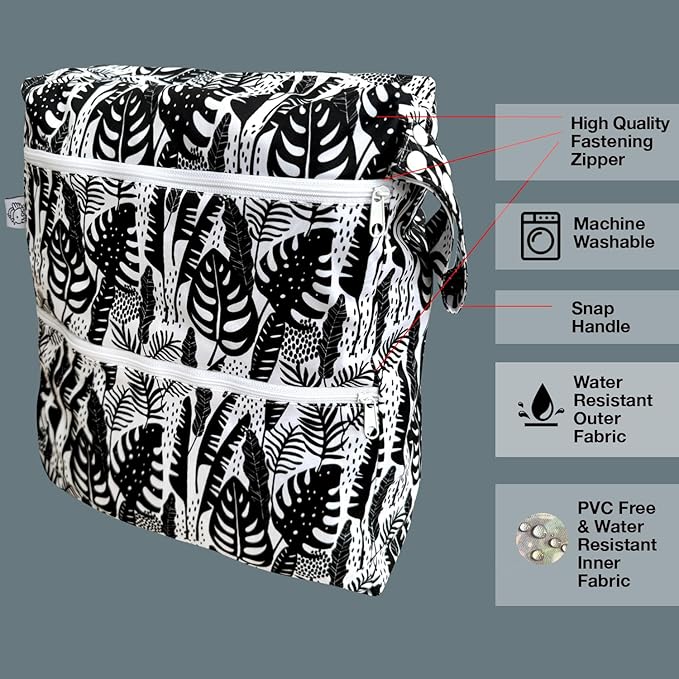 FLOCK THREE 3D Waterproof and Washable Wet Bag Luggage Organiser for Travel storage Stroller Daycare Baby Diapers Yoga Beach Pool Swimsuits Luggage Packing for Travel Accessories (Flower03)