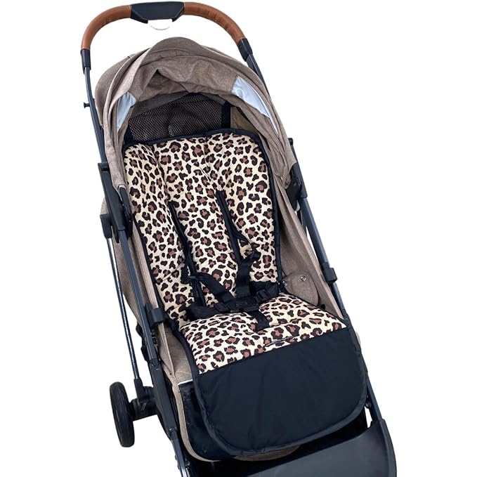Baby Stroller Cushion Soft Printed Stroller Seat Liner-Reversible Universal Breathable for Baby Carrier Pram Infant Car Seat Insert-78x40cm,1 Pack (Leopard Print)