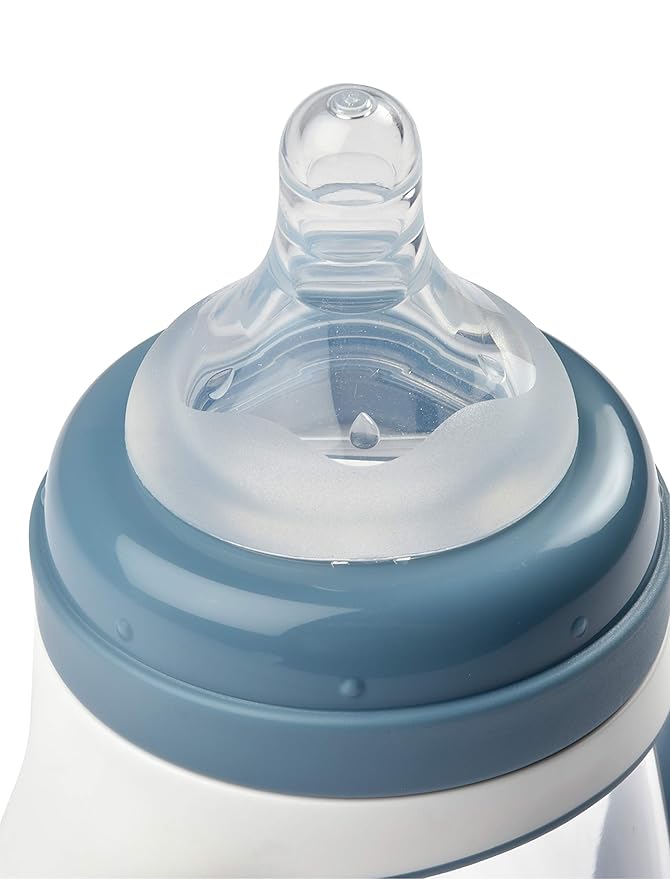 BEABA 2-in-1 Baby Bottle to Transition Sippy Cup, No Spill Sippy Cup, Includes Removable Handles, Silicone Baby Bottle Nipple and Soft Spout, 7 oz (Rain)