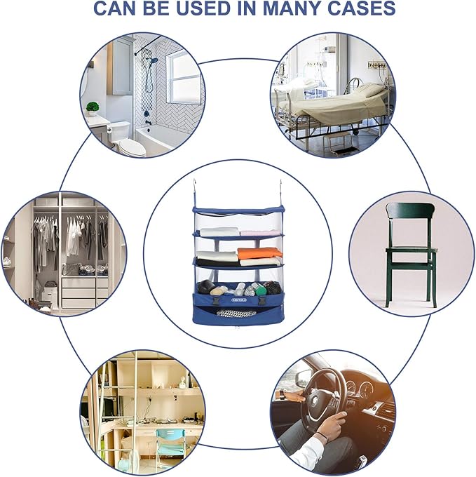 TABITORA Portable Hanging Travel Shelves Bag Packing Cube Organizer Suitcase Storage Large Capacity