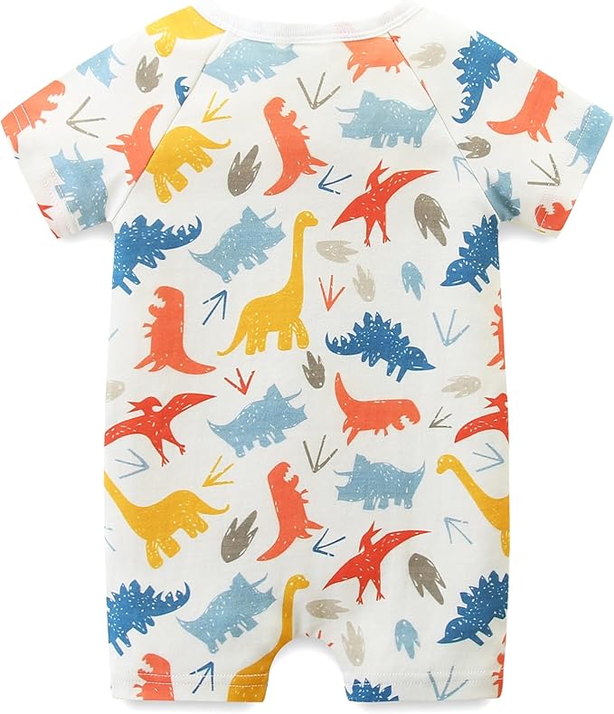 Baby Boy Girl Romper Short Sleeve 100% Cotton Bodysuit Outfits 2 Way Zipper Jumpsuit