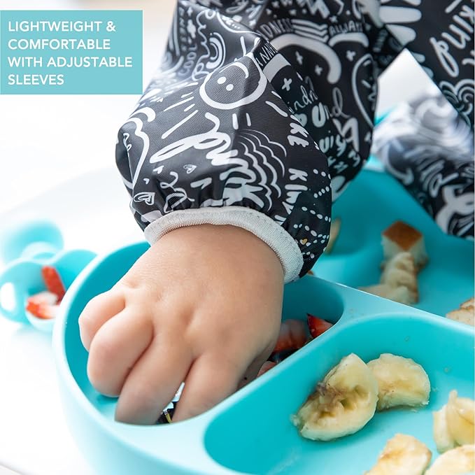 Bumkins Sleeved Bib for Girl or Boy, Baby and Toddler for 6-24 Mos, Essential Must Have for Eating, Feeding, Baby Led Weaning Supplies, Long Sleeve Mess Saving Food Catcher, Born This Way
