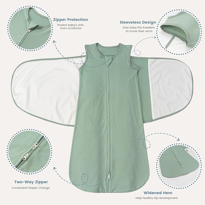 ZIGJOY Sleep Sack Swaddle 1.0 TOG Baby Wearable Blanket 100% Cotton Baby Swaddle Blanket for Newborns