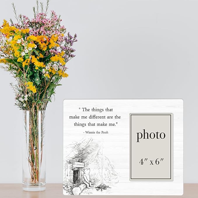 Pooh Bear Picture Frame, Inspirational Encouraging Gifts for Women Men Friends, The Things That Make Me Different Photo Frame for 4 x 6 Inch Photo