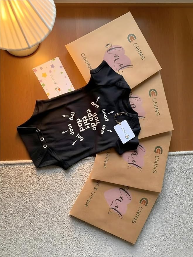 Cnins Funny Baby Bodysuit & Daddy Matching Cotton Outfit for Wild One 1st Birthday, Unisex Newborn Infant Clothes 0-24M