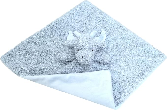 Baby Blue Dragon Soft Stuffed Animal Security Blanket, Plush Dinosaur Character Lovey Blanket, Baby Shower/Nursery Gift, Newborn Infant Toddler Snuggle Blankie for Boys Girls, 14 Inches