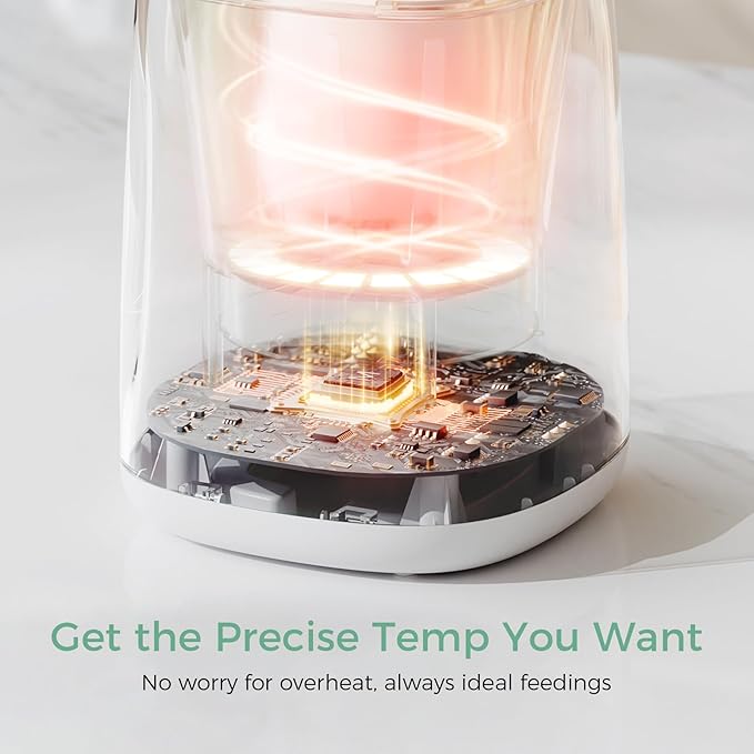 Momcozy Bottle Warmer, Fast Bottle Warmers for All Bottles with Timer, Accurate Temperature Control and Automatic Shut-Off, No Lid Required for Heating, White-Gray