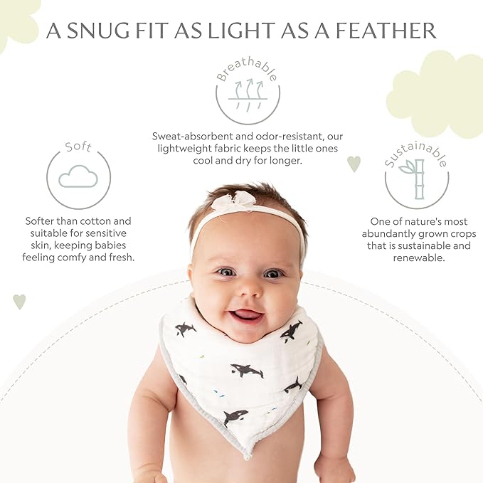 Bamboo Little Baby Bibs (Pack of 2) - Bibs with Adjustable Snaps- Absorbent Terry Backing