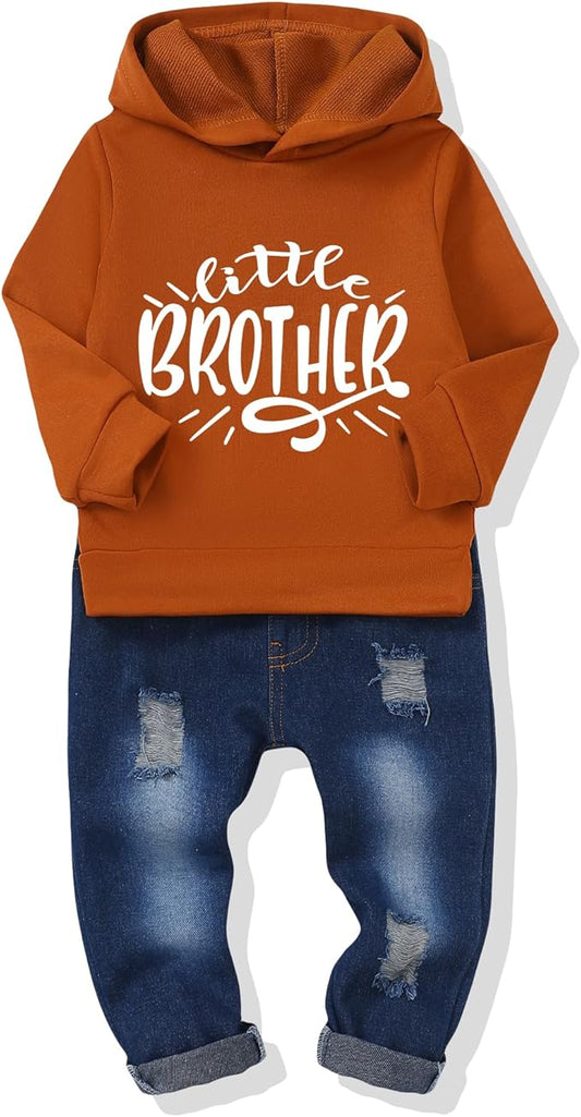 NZRVAWS Baby Boy Clothes Toddler Boy Outfit 2 3 4T 6 12 18 24 Month Fall Winter Hoodie Ripped Jeans Clothing