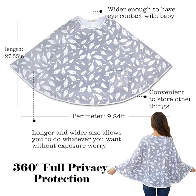 Baby Nursing Cover & Nursing Poncho - Multi Use Cover for Baby Car Seat Canopy, Shopping Cart Cover, Stroller Cover, 360° Full Privacy Breastfeeding Coverage, Baby Shower Gifts for Boy&Girl
