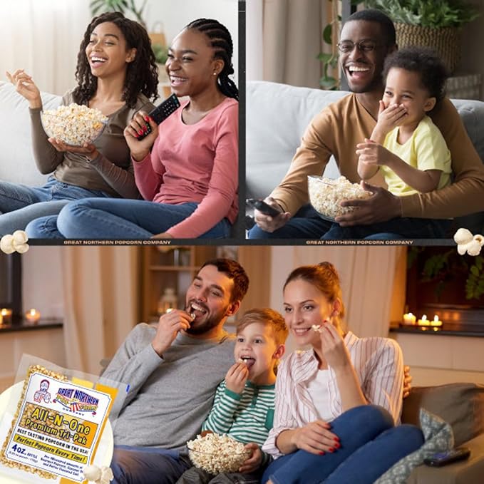 4oz Popcorn Machine Popcorn Packets - Pre-Measured, Movie Theater Style, All in One Gourmet Pop Corn Kernels for Popping with Butter Flavored Salt and Oil by Great Northern Popcorn (40 Case)