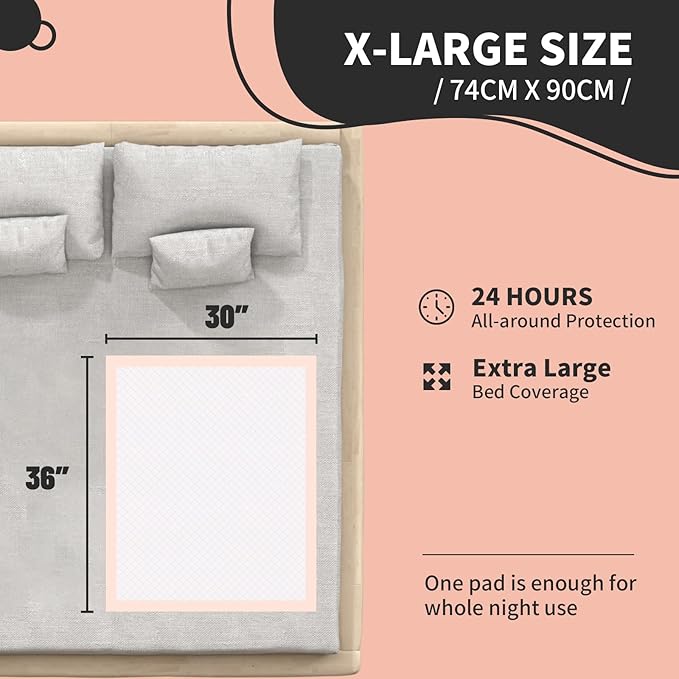 MKISS Bed Pads Disposable [75 Count] Adult Incontinence Underpads 30" x 36" Heavy Duty Absorbent Pee Pad, XL Chucks Leakproof, Extra Large Puppy Training Pad, Waterproof Baby Changing Pad