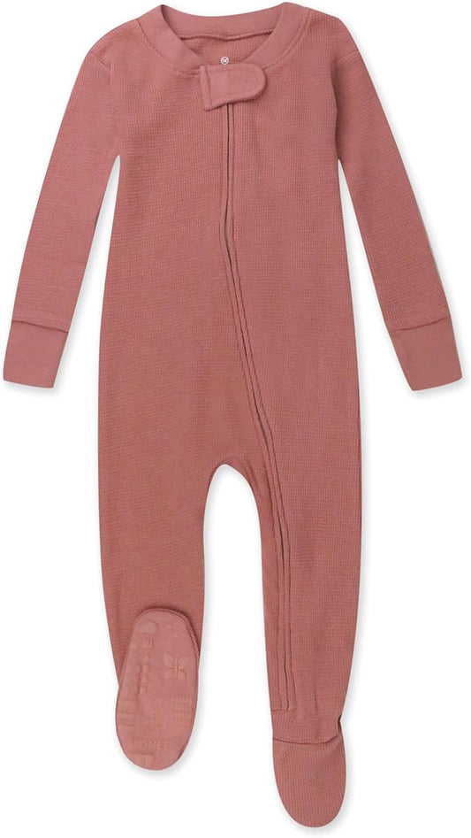 HonestBaby Non-Slip Footed Pajamas One-Piece Sleeper Zip-Front Pjs 100% Organic Cotton for Baby Girls