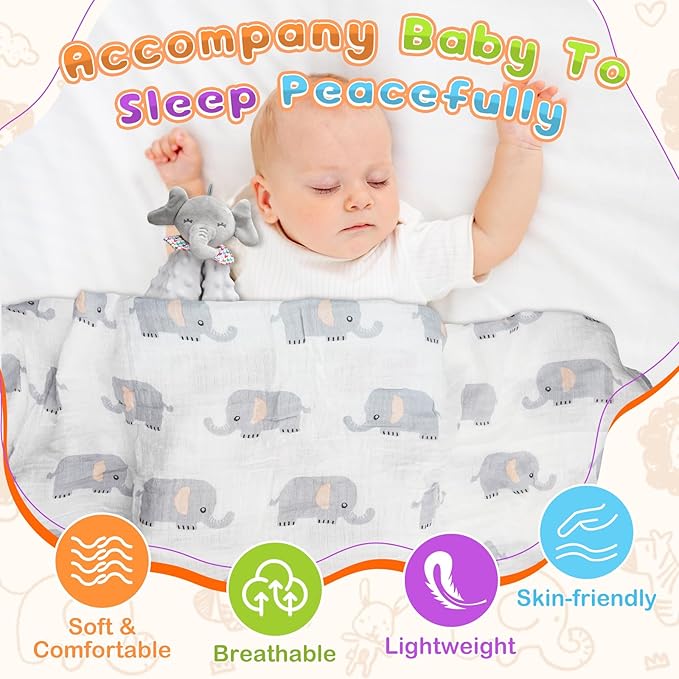 Newborn Baby Gift Basket, 10 Pcs Welcome New Baby Gift Baskets for Baby Boys Baby Girls, Quality & Cute & Funny Neutral Baby Essentials to Accompany Baby's Growth, New Baby Gift New Born Gifts