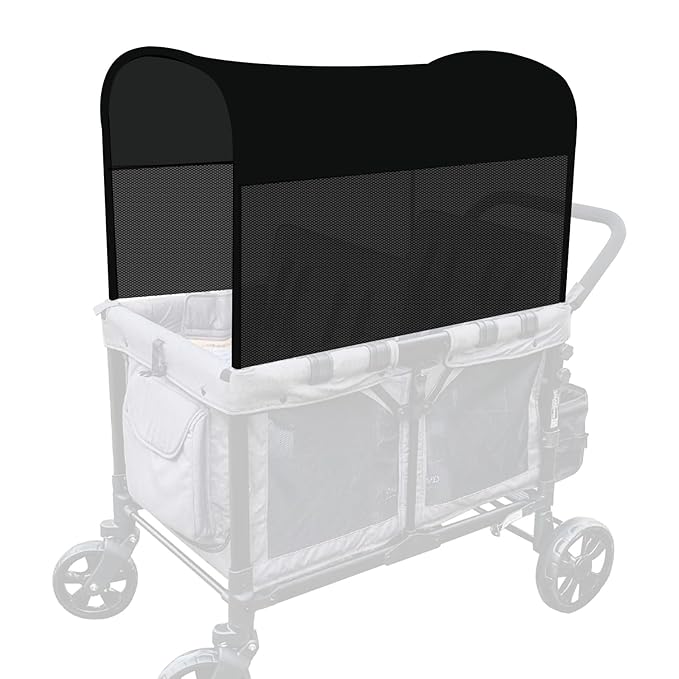 Stretchy Panoramic Canopy Compatible with Wonderfold Stroller Wagons W2/W4 All Models,UPF50+ Sun Protection with Two Mesh Windows,Sun Shade and Protection(Black)