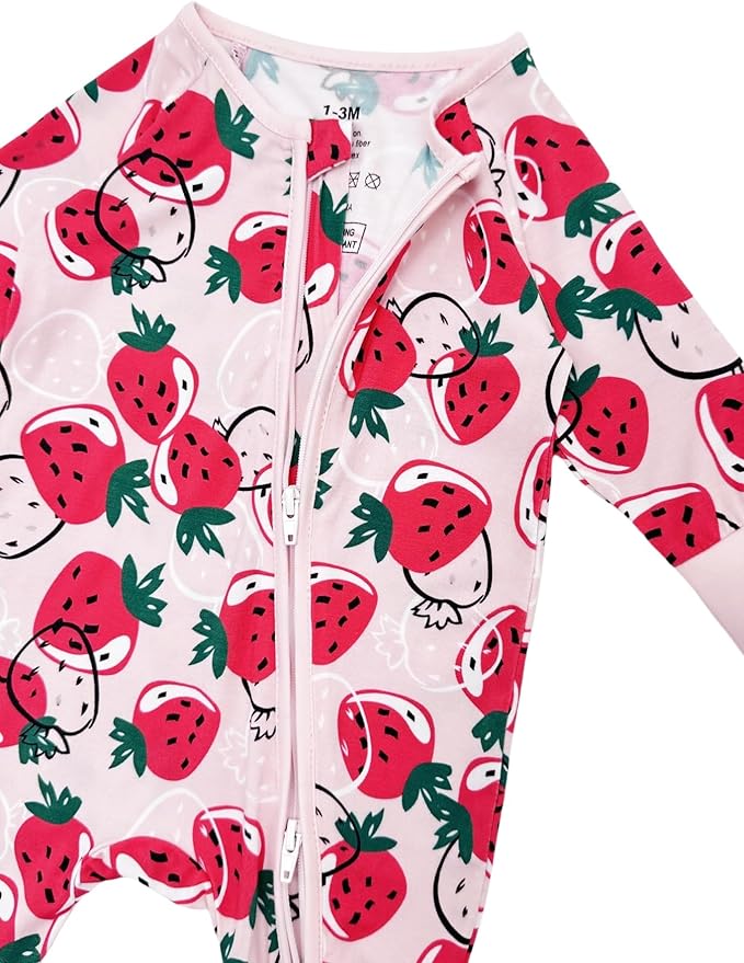 Bow Dream Bamboo Rayon Baby Boy Romper Footed Long Sleeve Footies Newborn Girl Clothes Footless with Zipper and Mitten Cuffs