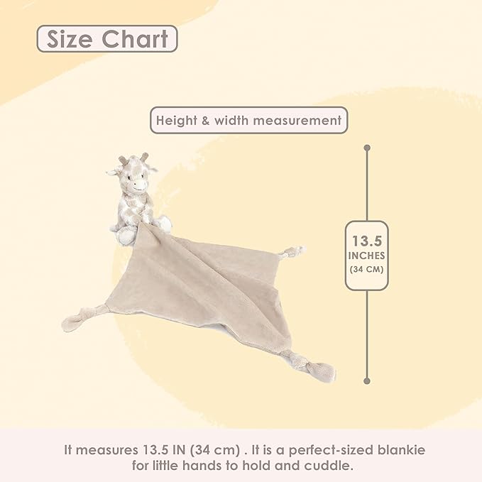 MON AMI Gentry The Giraffe Plush Lovey for Babies – 13.5” | Knotted Security Blanket for Newborns