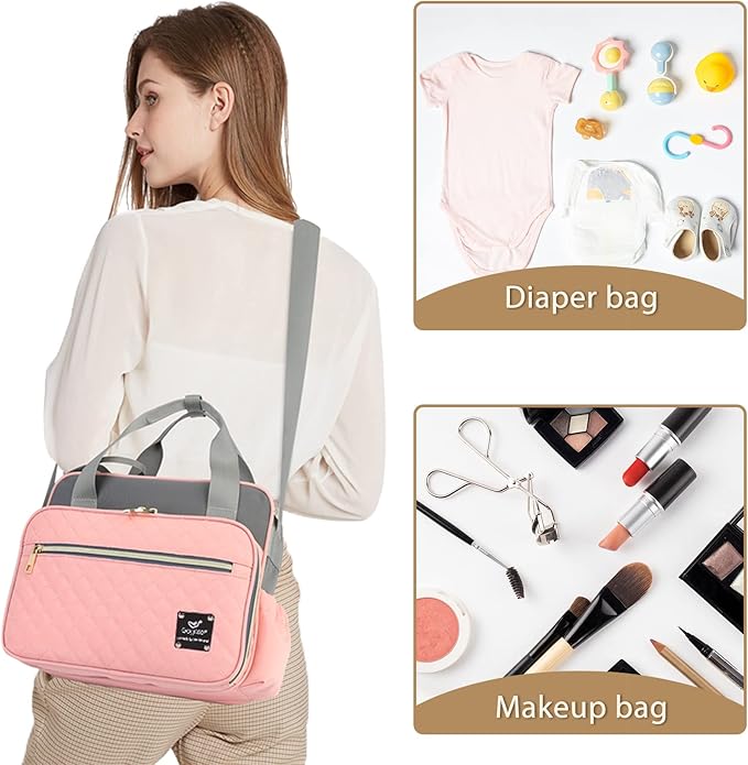 Crossbody Small Diaper Bag, Cute Mini Baby Diaper Tote Bags with Insulated Pockets for Traveling Outdoor Parent