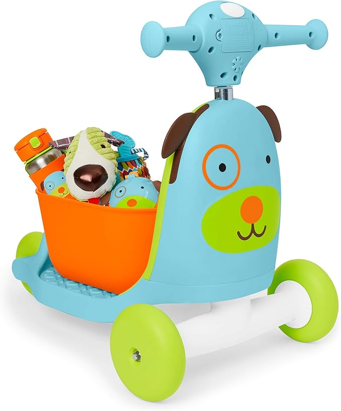 Skip Hop 3-in-1 Baby Activity Push Walker & Ride On Scooter Toy, Dog