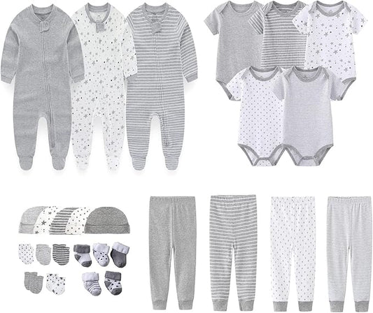 Newborn Layette Gift Set 27-Piece Baby Girl Clothes Bodysuits, Pants Essentials and Accessories 0-12Months