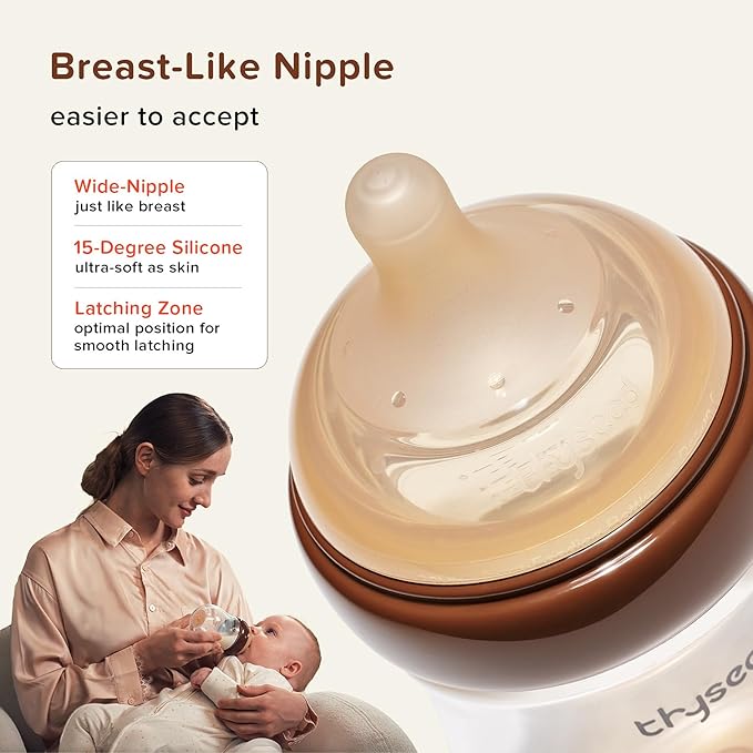 Thyseed PPSU Natural Anti-Colic Baby Bottles | Newborn Breast Like Nursing Bottle for Breastfed Babies with Nipple(1-2 Months),5oz,1pack