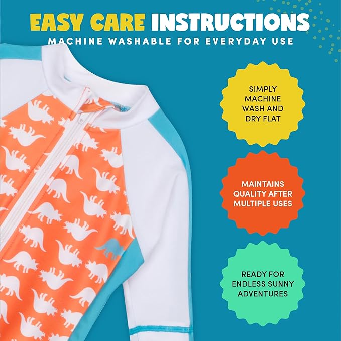 SwimZip Boys' Long-Sleeve UPF 50+ Swimsuit for Baby, Toddler, & Little Boys