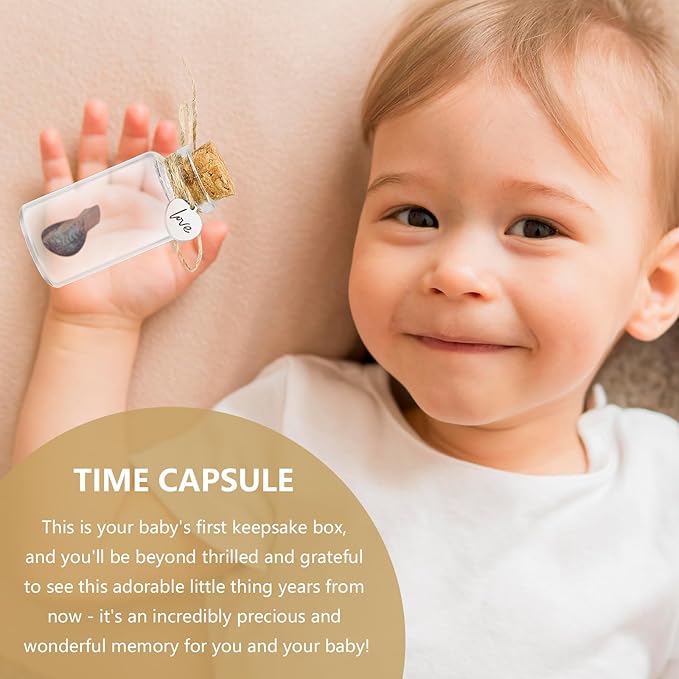 Umbilical Cord Keepsake Glass Bottle with Cork, Jar for Umbilical Cord/fetal Hair Storage and Memorial, Gift for Newborn Christening Baby Shower, Comes with Gift Bag (Love)