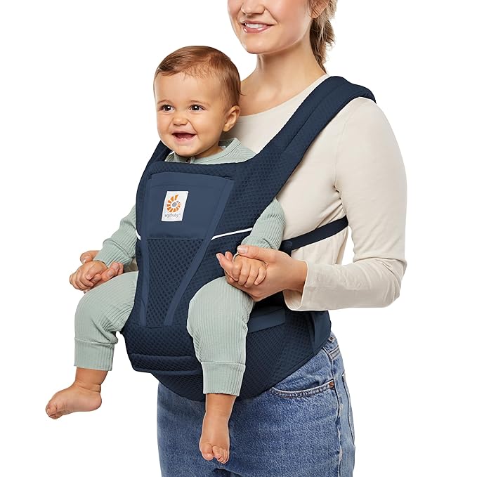 Ergobaby Alta Hip Seat All-Position Breathable Mesh Hip Seat & Carrier, Midnight Blue