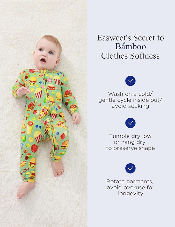 Footless Pajamas Baby Boy Girls, Viscose from Bamboo Baby Pajamas, Two Way Zipper Sleepers, Newborn Pjs