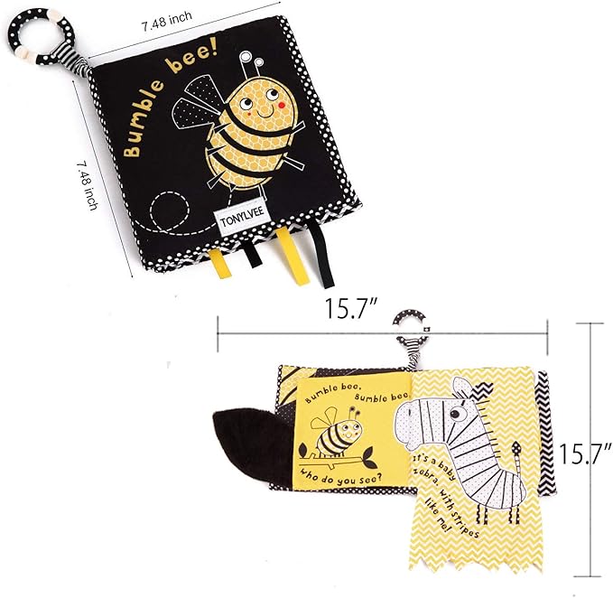 MALOMME Quiet Book, Soft Books for Babies First Book Crinkle Cloth Baby Books for Infants Babies Kids Toddler Fabric Baby's First Soft Activity Books Early Educational Baby Toys Baby Gift