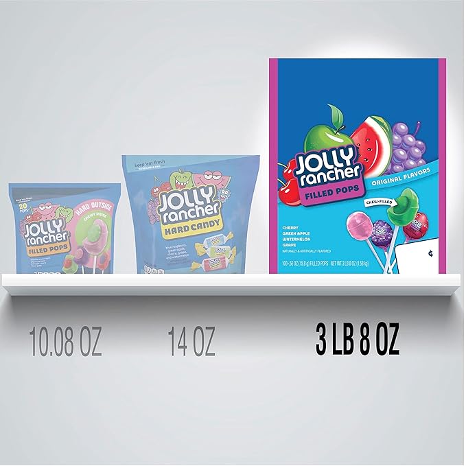 JOLLY RANCHER Filled Pops Assorted Fruit Flavored Candy Box, Halloween Candy, 56 oz (100 Pieces)