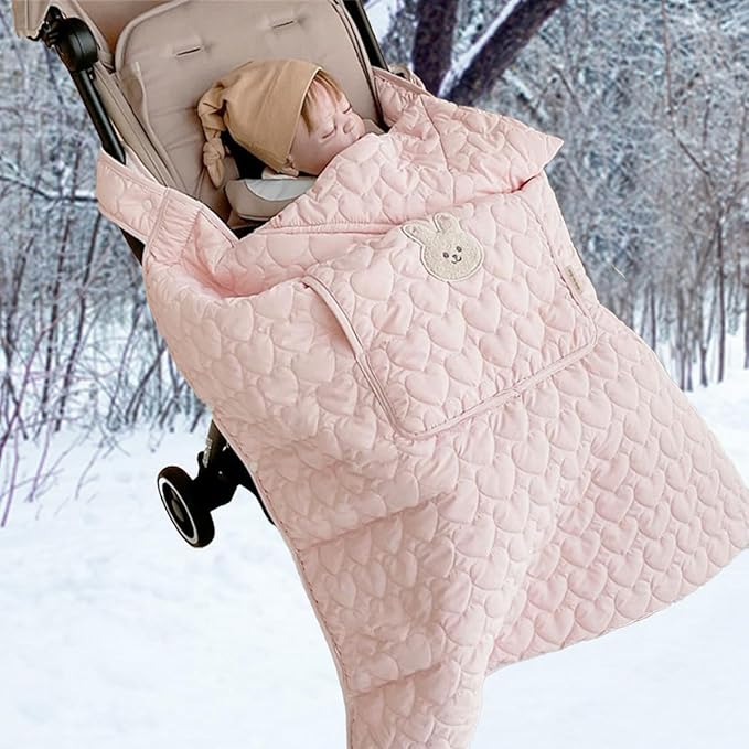 Winter Baby Carrier Cover Stroller Cover -Warm Thicker Hooded Stretchy Cloak Hooded Reversible, Cloak Kangaroo Hoodie for Mom Baby, Suit for All Seasons-Light Pink